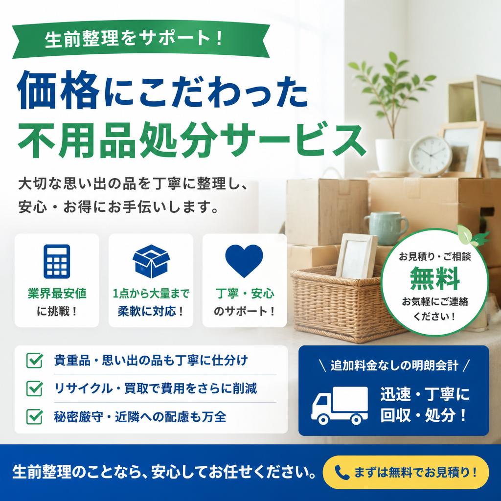 生前整理をサポート！価格にこだわった不用品処分サービス